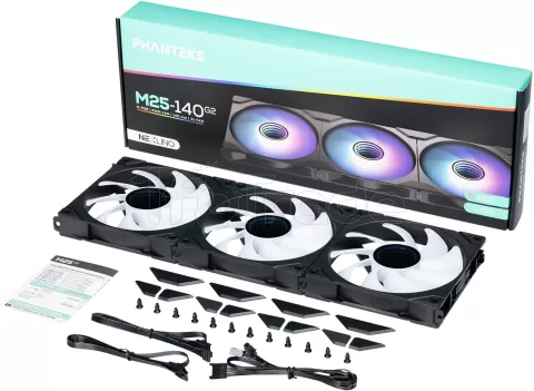Photo de Lot de 3 Ventilateurs de boitier Phanteks M25 Gen2 RGB - 14cm (Noir)