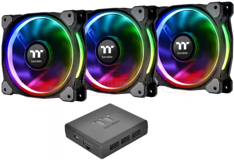 Photo de Lot de 3 Ventilateurs de boitier Thermaltake Riing Plus RGB TT Premium Edition 120*120 (12cm) avec contrôleur