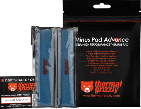 Photo de Lot de 4 Pads Thermiques Thermal Grizzly Minus Pad Advance 120x20x3mm (Noir)