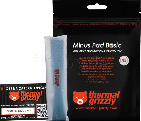 Photo de Lot de 4 Pads Thermiques Thermal Grizzly Minus Pad Basic 120x20x0,5mm (Noir)