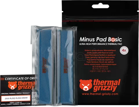Photo de Lot de 4 Pads Thermiques Thermal Grizzly Minus Pad Basic 120x20x3mm (Noir)