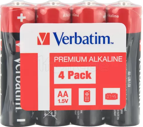 Photo de Lot de 4 piles Alcaline Verbatim Premium type AA (LR6) 1,5V (Bulk)