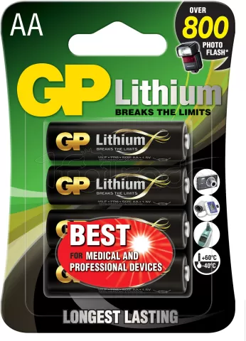 Photo de Lot de 4 piles Lithium GP Batteries type AA (FR6) 1,5V
