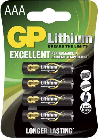 Photo de Lot de 4 piles Lithium GP Batteries type AAA (FR03) 1,5V