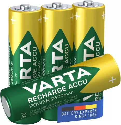 Photo de Lot de 4 piles rechargeables Varta Recharge Accu Power type AA (LR6) 2600mAh