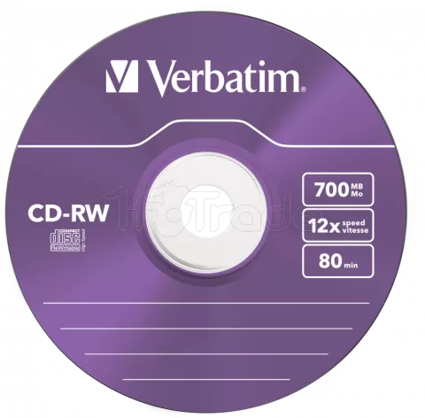 Photo de Lot de 5 CD-RW Verbatim Hi-Speed Colour - 700Mo