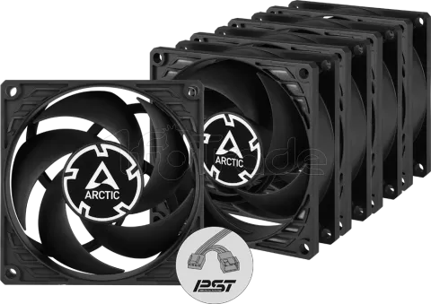 Photo de Lot de 5 Ventilateurs de boitier Arctic P8 PST - 8cm (Noir)