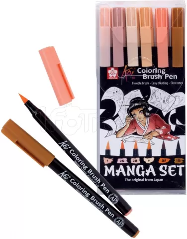 Photo de Lot de 6 feutres Sakura Manga Koi pointes pinceau (Coloris assortis)