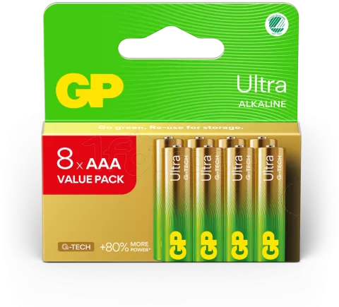 Photo de Lot de 8 piles Alcaline GP Batteries Ultra type AAA (LR03) 1,5V