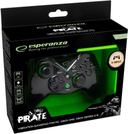 Photo de Manette de jeu filaire Esperanza Pirate (Noir/Vert)