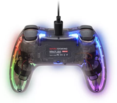 Photo de Manette de jeu filaire Mars Gaming MGP-C RGB (Transparent)