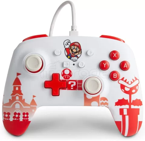 Photo de Manette de jeu filaire PowerA Enhanced Mario pour Nintendo Switch (Blanc/Rouge)