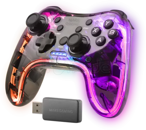 Photo de Manette de jeu sans fil Mars Gaming MGP-24 RGB (Transparent)