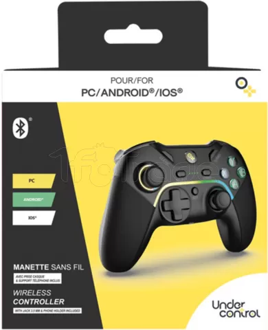 Photo de Manette de jeu sans fil Under Control avec support téléphone (Noir)
