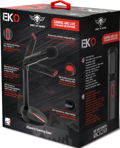 Photo de Microphone sur pied Spirit of Gamer Eko Gaming and Live Streaming (Noir/Rouge)