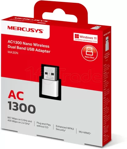 Photo de Mini Carte Réseau USB Mercusys MA30N Nano (AC1300)