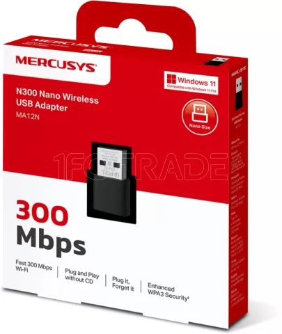 Photo de Mini Carte Réseau USB WiFi Mercusys MA12N (300N)
