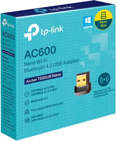 Photo de Mini Carte Réseau USB WiFi TP-Link Archer T600UB Nano (AC600)