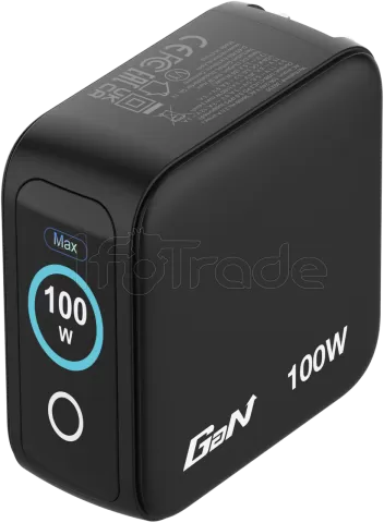 Photo de Mini chargeur secteur Verbatim avec écran x2 USB C + x1 USB A 100w (Noir)