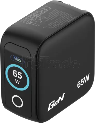 Photo de Mini chargeur secteur Verbatim avec écran x2 USB C + x1 USB A 65w (Noir)