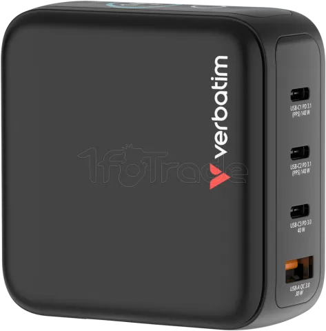 Photo de Mini chargeur secteur Verbatim avec écran x3 USB C + x1 USB A 100w