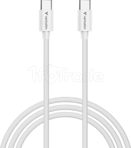 Photo de Mini chargeur secteur Verbatim GaN USB-C avec cable USB-C 20W (Blanc)