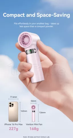 Photo de Mini Ventilateur à main sur batterie Vention (Bleu)