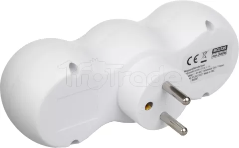 Photo de Multiprise 2 ports Maclean MCE339 + USB (Blanc)