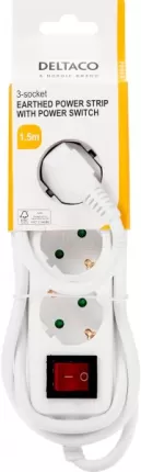 Photo de Multiprise 3 prises Deltaco GT-0350 1,5m (Blanc)