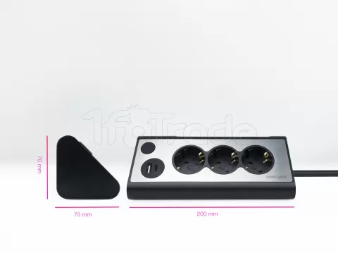 Photo de Multiprise 3 prises Nanocable + 1x USB-A et 1x USB-C 1.5m