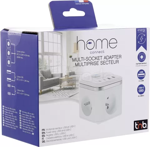 Photo de Multiprise 3 prises T'nB 1,5m + 2x USB-A & 2x USB-C (Blanc)