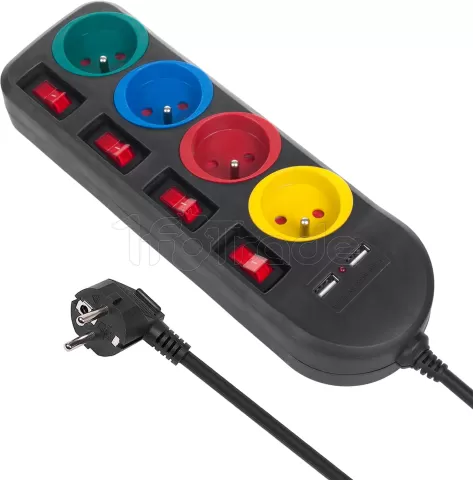 Photo de Multiprise 4 prises Maclean MCE229 + Interrupteur 1,50m Noir (Coloris variés)