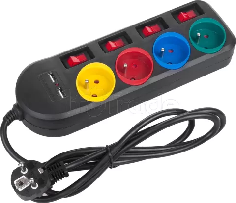Photo de Multiprise 4 prises Maclean MCE229 + Interrupteur 1,50m Noir (Coloris variés)
