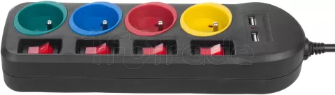 Photo de Multiprise 4 prises Maclean MCE229 + Interrupteur 1,50m Noir (Coloris variés)