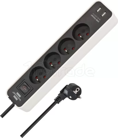 Photo de Multiprise Brennenstuhl Ecolor 4 prises + 2x USB-A 1,5m (Noir/Blanc)