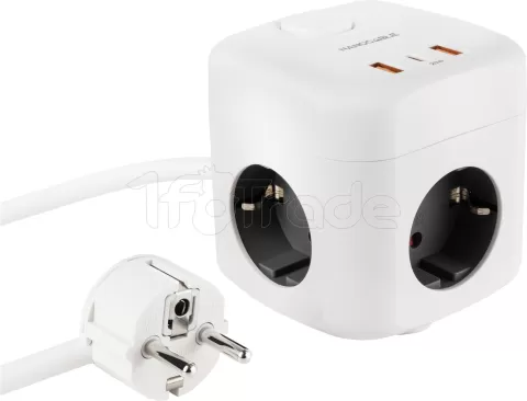 Photo de Multiprise Nanocable GaN x 3 prises + x 2 USB-A + x 1 USB-C 20w (Blanc)