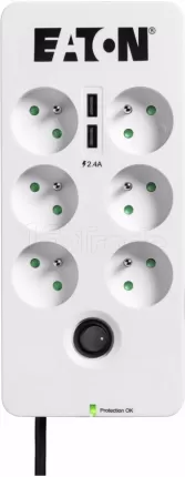 Photo de Multiprise Surtension Eaton Protection Box 6 prises + USB (Blanc)