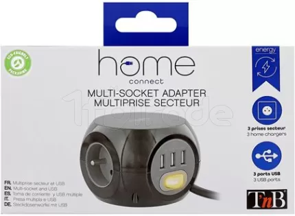 Photo de Multiprise T'nB 3 prises + 3 ports USB-A (Noir)