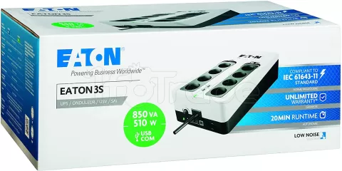 Photo de Onduleur Eaton 3S Gen 2 FR - 850VA (Blanc/Noir)