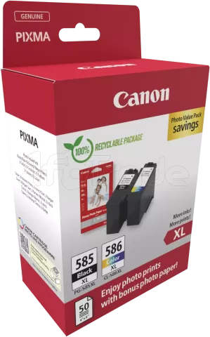 Photo de Pack 2 cartouches d'encre Canon PG-585XL/CL-586XL Photo Value (Noir + Couleurs) + 50x Papiers photo