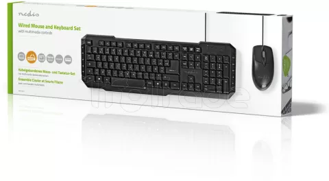 Photo de Pack 2en1 (Clavier/Souris) Nedis KBMC100BKFR (Noir)