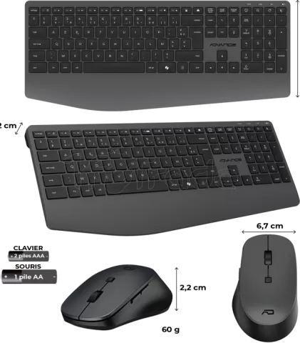 Photo de Pack 2en1 (Clavier/Souris) sans fil Advance X-Type (Noir)