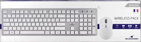 Photo de Pack 2en1 (Clavier/Souris) sans fil Bluestork Pack Easy II (Blanc)