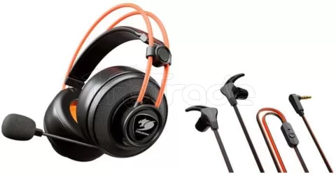 Photo de Pack 2en1 (Ecouteurs/Casque) Gamer filaire Cougar Immersa Ti Ex (Noir/Orange)