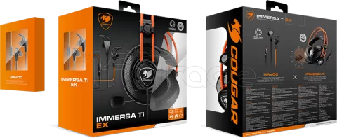 Photo de Pack 2en1 (Ecouteurs/Casque) Gamer filaire Cougar Immersa Ti Ex (Noir/Orange)