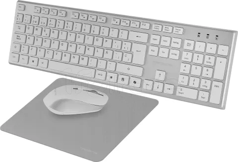 Photo de Pack 3en1 (Clavier/Souris/Tapis) Tacens Zenith (Blanc/Gris)