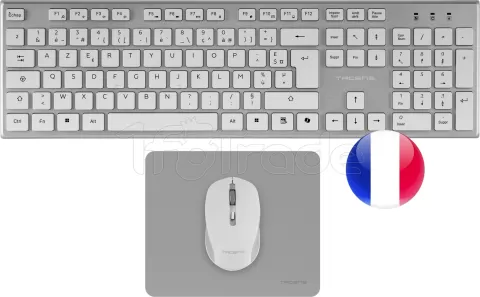 Photo de Pack 3en1 (Clavier/Souris/Tapis) Tacens Zenith (Blanc/Gris)