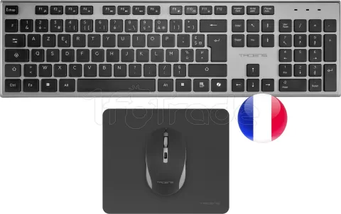 Photo de Pack 3en1 (Clavier/Souris/Tapis) Tacens Zenith (Noir/Argent)