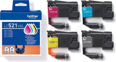 Photo de Pack 4 cartouches d'encre Brother LC521VAL