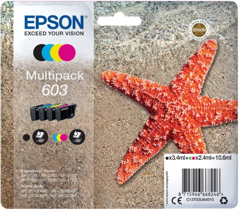 Photo de Pack 4 cartouches d'encre Epson Etoile de mer 603 (Noir + Couleurs)